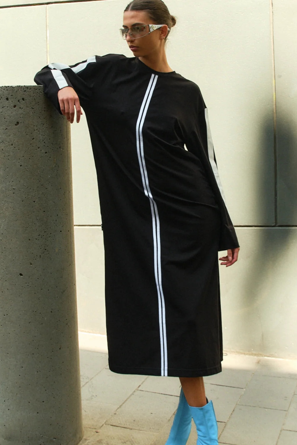 Dref by D Bea Long Sleeve Dress Black/ White stripe