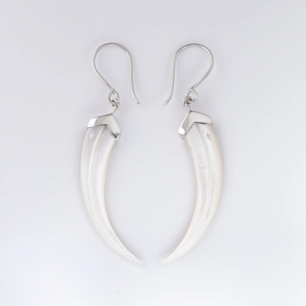 Nick Von K Mother of Pearl Shell Huia Beak Earrings