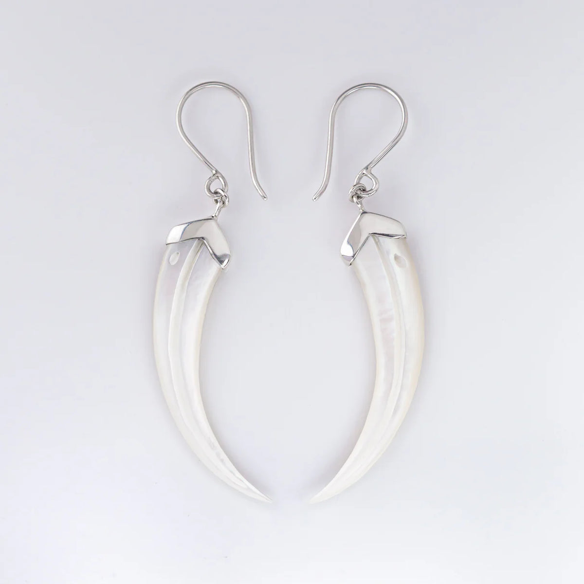 Nick Von K Mother of Pearl Shell Huia Beak Earrings