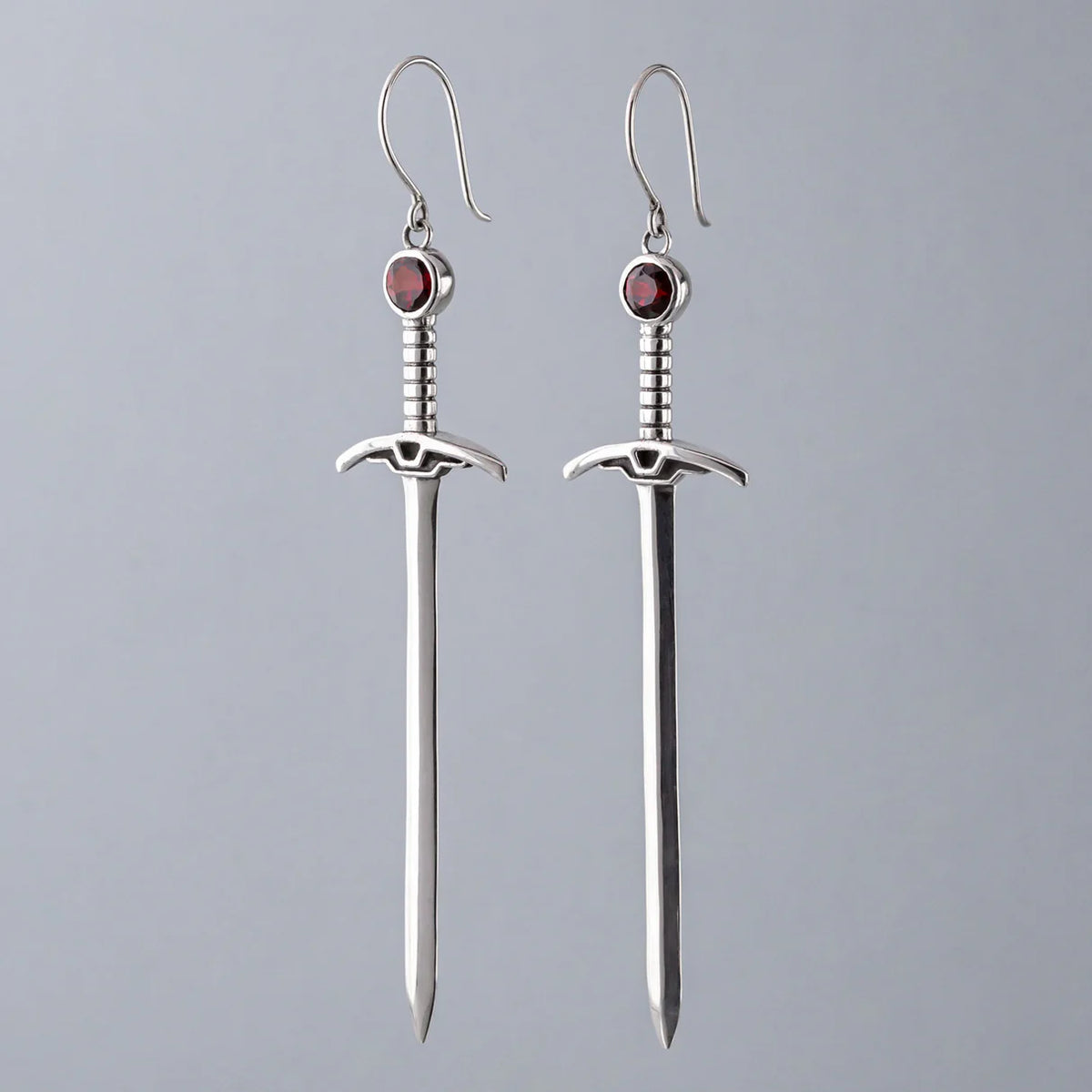 Nick Von K Garnet Sacred Blade Earrings