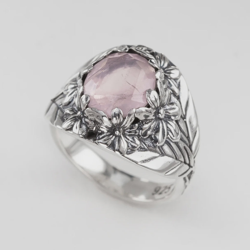 Nick Von K Flower Garden Ring in Rose Quartz