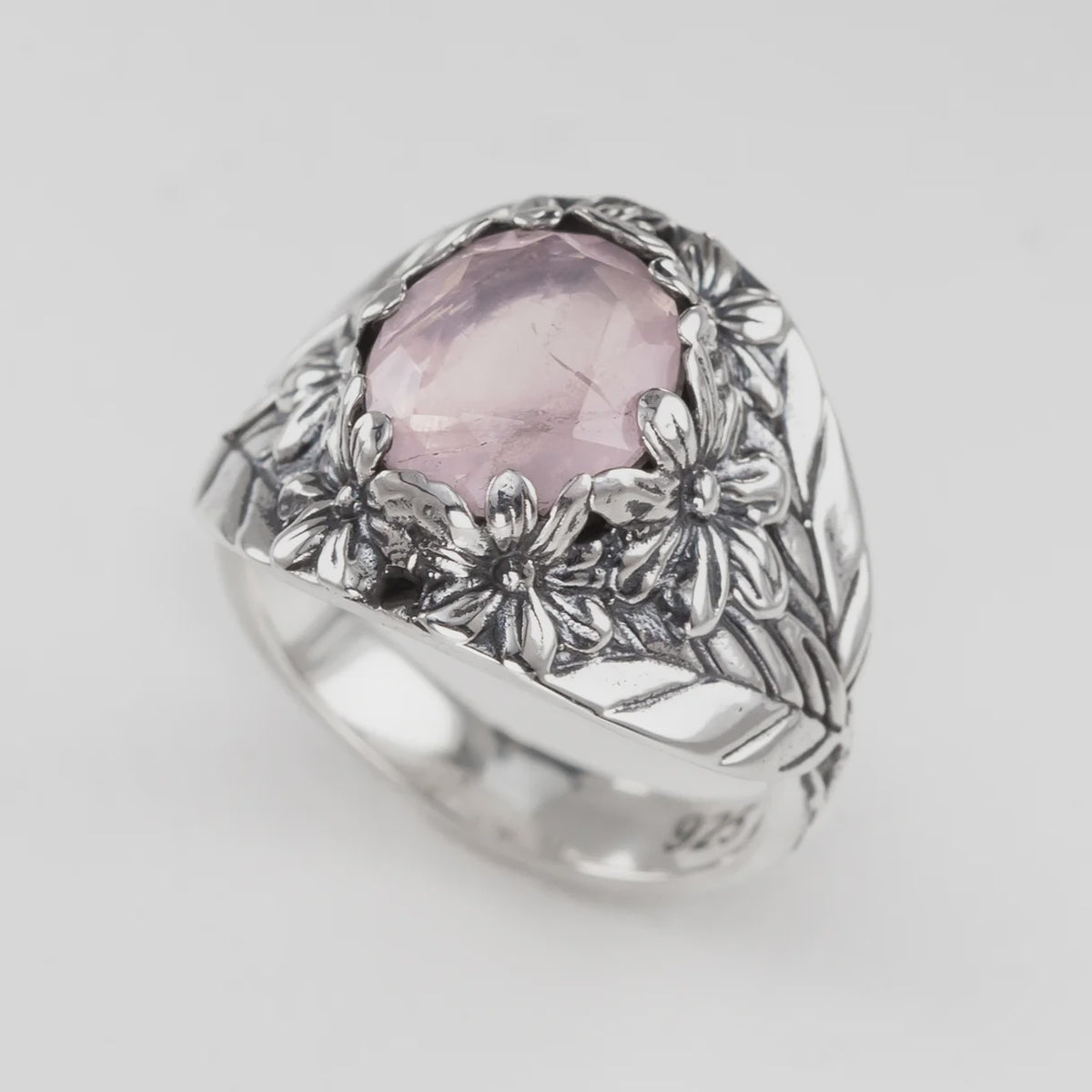 Nick Von K Flower Garden Ring in Rose Quartz