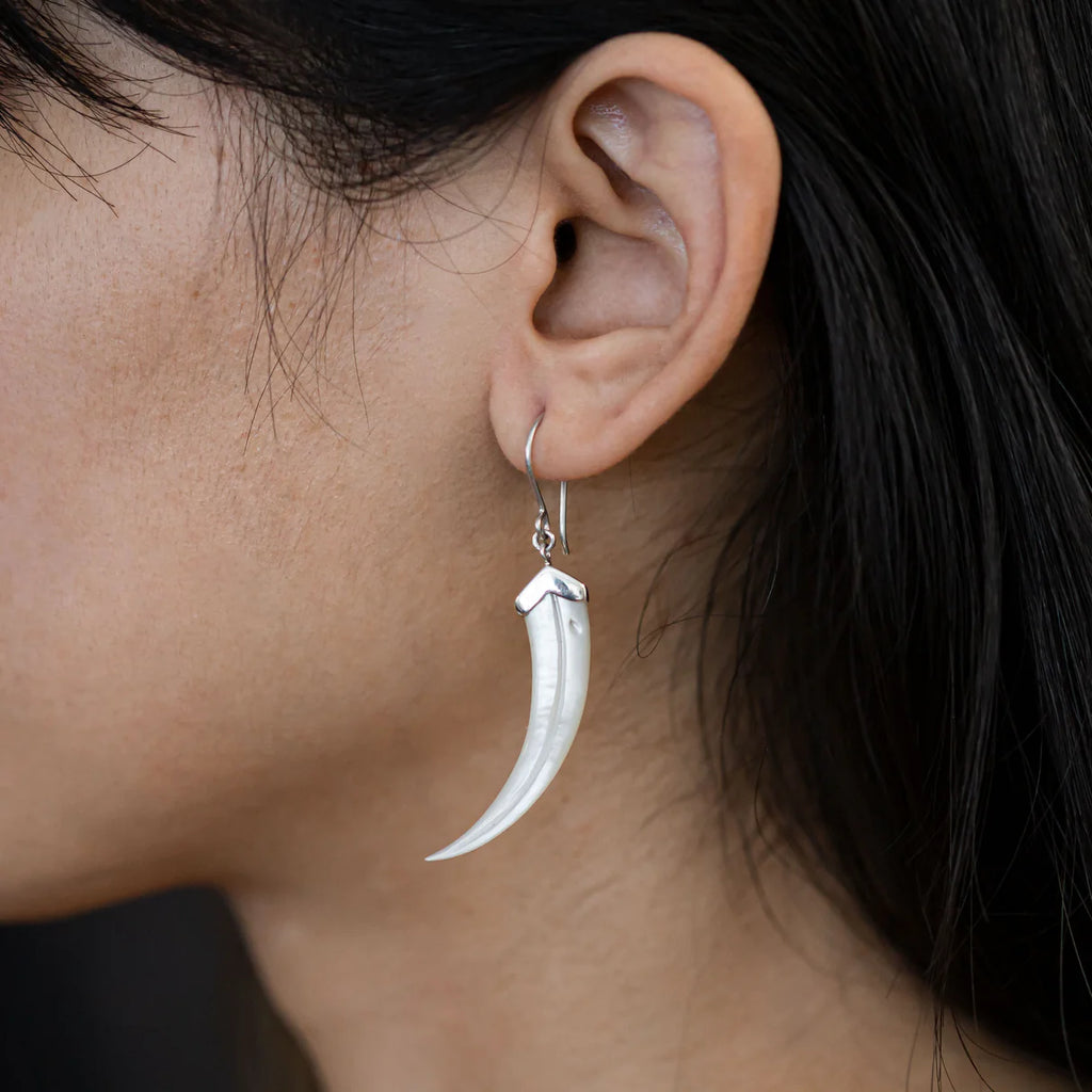 Nick Von K Mother of Pearl Shell Huia Beak Earrings