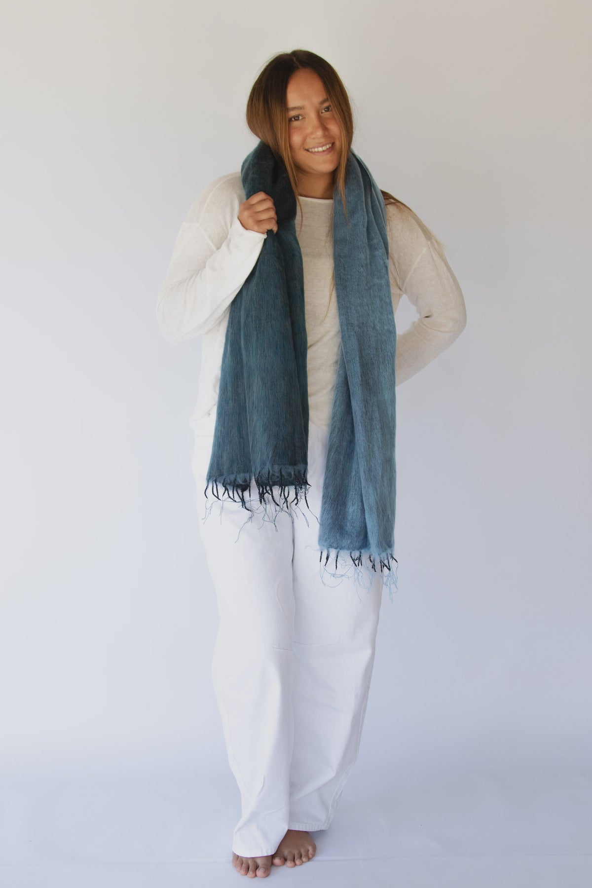 Hobo and Hatch Amara Shawl/Wrap/Scarf Indigo Split