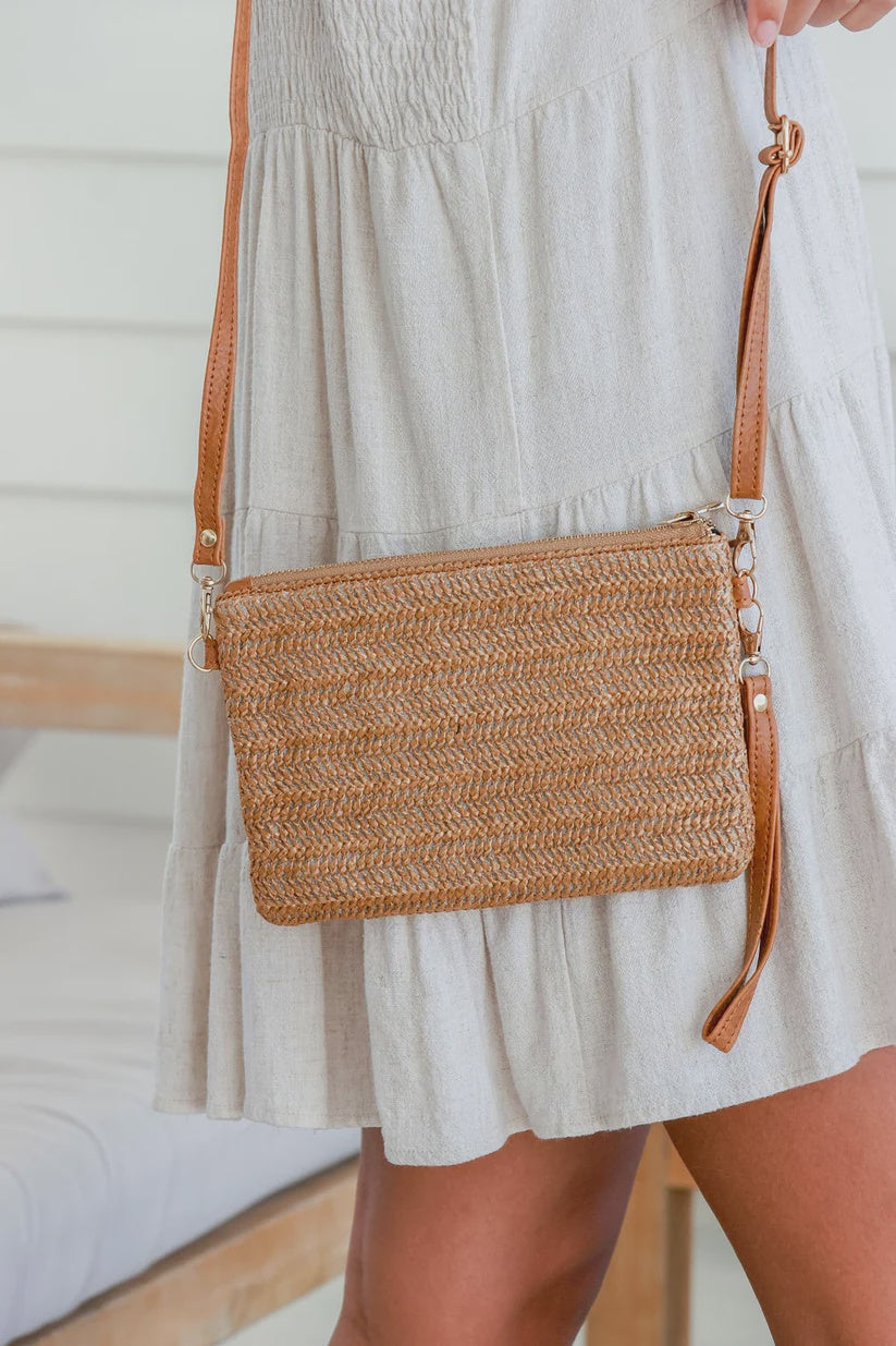 Woven  Pouch Bag Tan