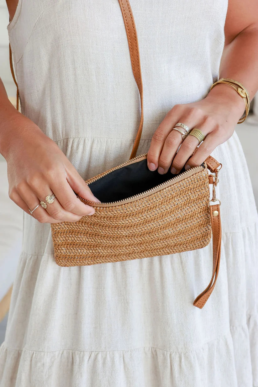 Woven  Pouch Bag Tan