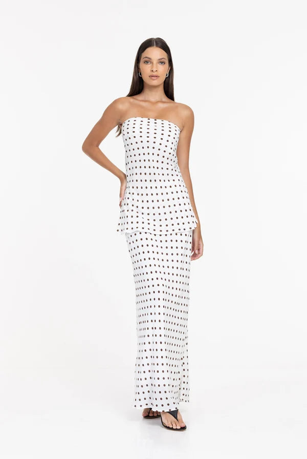 Blak Saturday Skirt Ivory/Choc Spots