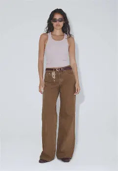 Dr Denim Rhue Low Wide Washed Teak